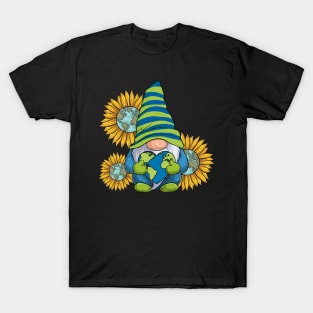 Sunflower Gnome With Heart Earth Day T-Shirt